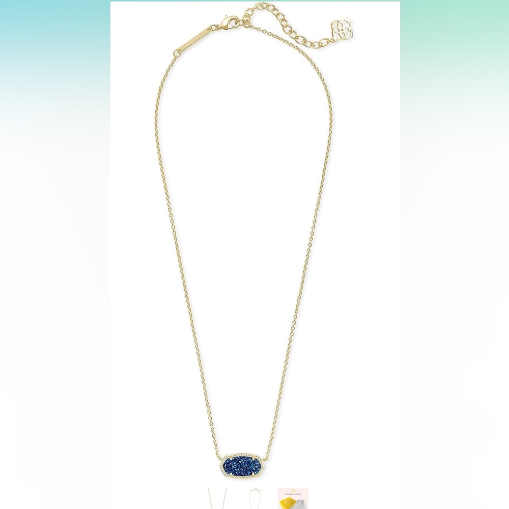 Kendra Scott Elisa Pendant Necklace for Women Gold Blue Drusy